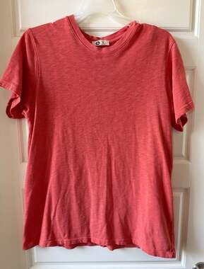 American Giant Women's Premium Slub Crew T-Shirt Coral Size L